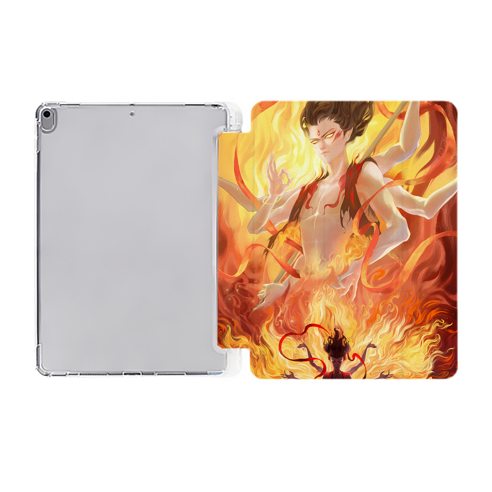 （画像用） Ne Zha 2 ナタ 魔童の大暴れ IPad ケース ペン収納付き 三つ折りスタンド PUレザー×シリコン 対応機種9.5/10.5/10.9インチ
